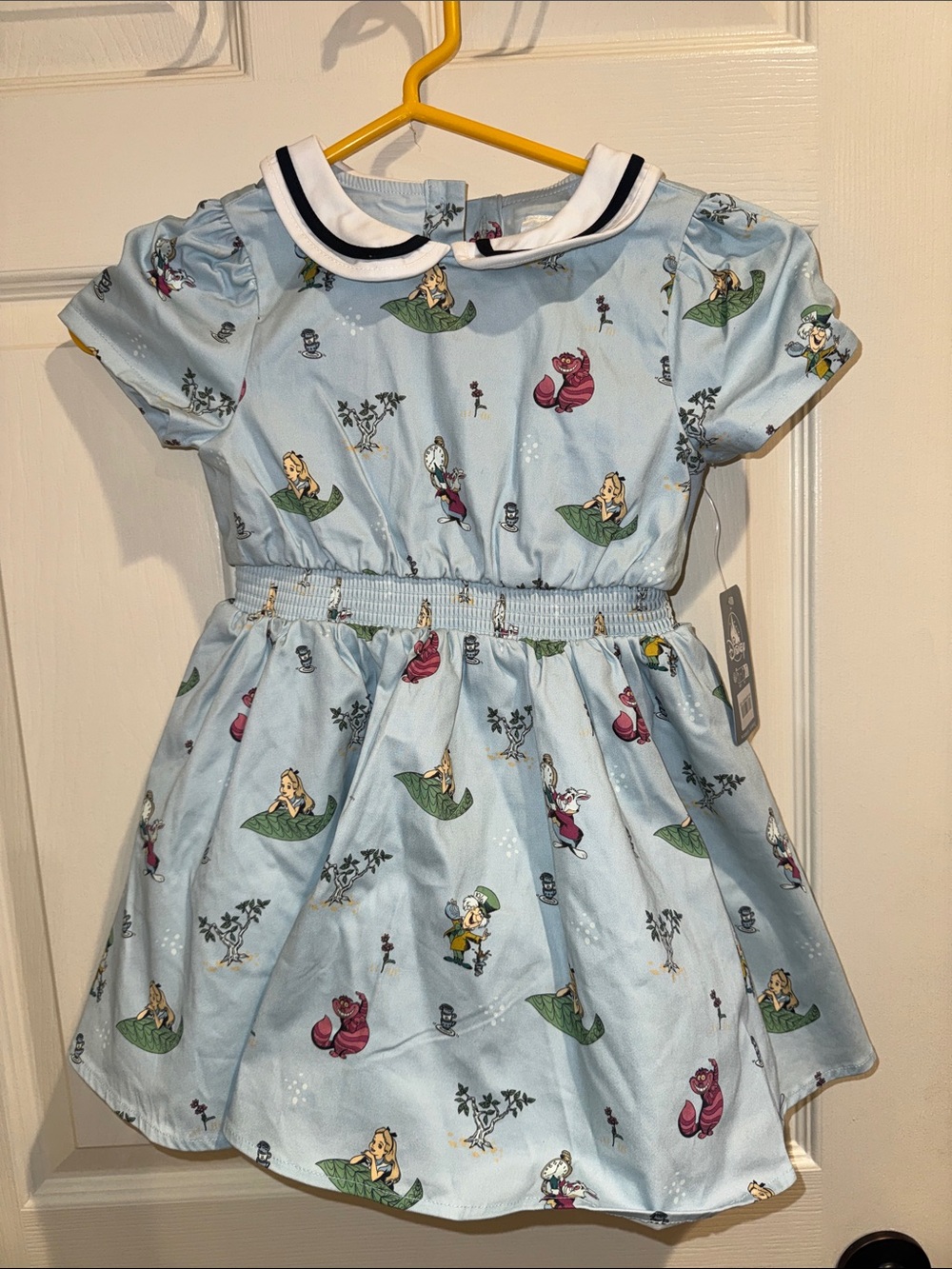 Disney Alice in Wonderland character print dress with a white-and-black contrast